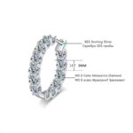 TENCARATS Moissanite Hoop Earrings – 925 Sterling Silver Inside Out Design, Sparkling Round Cut Stones