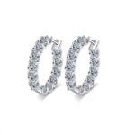 TENCARATS Moissanite Hoop Earrings – 925 Sterling Silver Inside Out Design, Sparkling Round Cut Stones