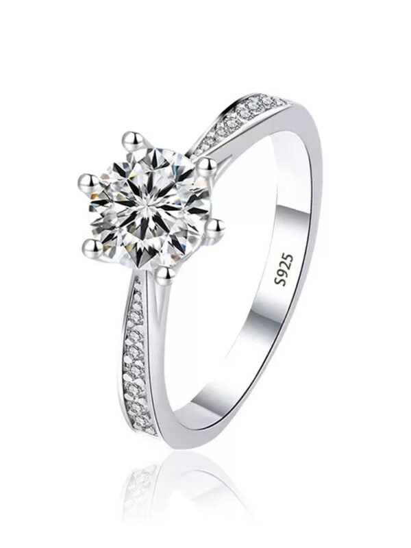 TENCARATS Moissanite Engagement Rings for Women, 1ct 2ct D Color Round Diamond Solitaire Engagement Ring, White Gold Plated Sterling Silver Wedding Promise Rings