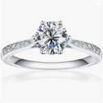 TENCARATS Moissanite Engagement Rings for Women, 1ct 2ct D Color Round Diamond Solitaire Engagement Ring, White Gold Plated Sterling Silver Wedding Promise Rings