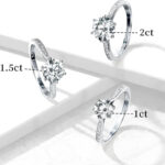 TENCARATS Moissanite Engagement Rings for Women, 1ct 2ct D Color Round Diamond Solitaire Engagement Ring, White Gold Plated Sterling Silver Wedding Promise Rings