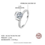 TENCARATS de compromiso de moissanita para mujer, 1/2CT, plata pura S925, joyería de boda de diamante con certificado GRA clásico de cuatro garras