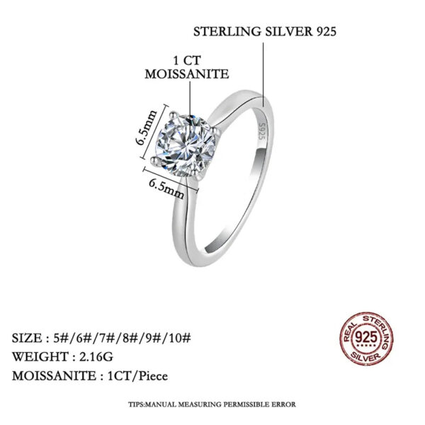 TENCARATS de compromiso de moissanita para mujer, 1/2CT, plata pura S925, joyería de boda de diamante con certificado GRA clásico de cuatro garras