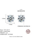 TENCARATS de moissanita de 0,2-2 quilates para mujer, pendientes de diamantes de laboratorio de cuatro garras de plata pura S925, regalo de fiesta, joyería de boda