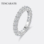 TENCARATS moissanita completo de 3mm para mujer, plata pura S925, diamante eterno, anillo de compromiso apilable, joyería de lujo