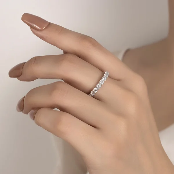 TENCARATS moissanita completo de 3mm para mujer, plata pura S925, diamante eterno, anillo de compromiso apilable, joyería de lujo