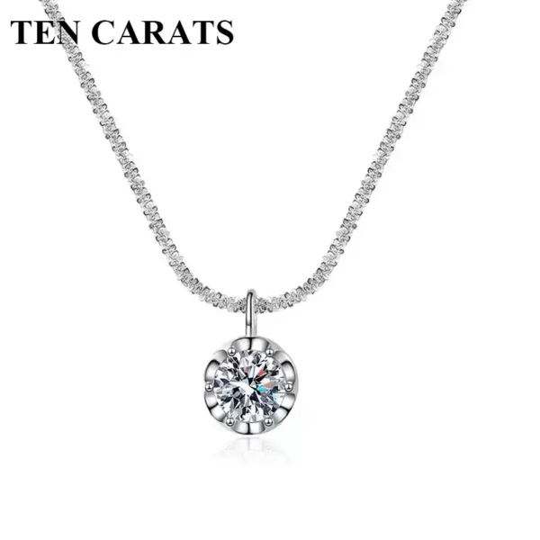 TEN CARATS S925 Sterling Silver VVS1 Moissanite Classic Women's Necklace Birthday Party Gift GRA Certified Jewelry