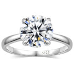 TENCARATS de compromiso de moissanita para mujer, 1/2CT, plata pura S925, joyería de boda de diamante con certificado GRA clásico de cuatro garras
