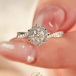 TENCARATS Moissanite Halo Ring – 925 Sterling Silver, Brilliant Cut, Dazzling Pavé Band Engagement Jewelry