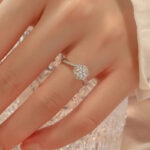 TENCARATS Moissanite Halo Ring – 925 Sterling Silver, Brilliant Cut, Dazzling Pavé Band Engagement Jewelry