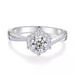 TENCARATS Moissanite Halo Ring – 925 Sterling Silver, Brilliant Cut, Dazzling Pavé Band Engagement Jewelry