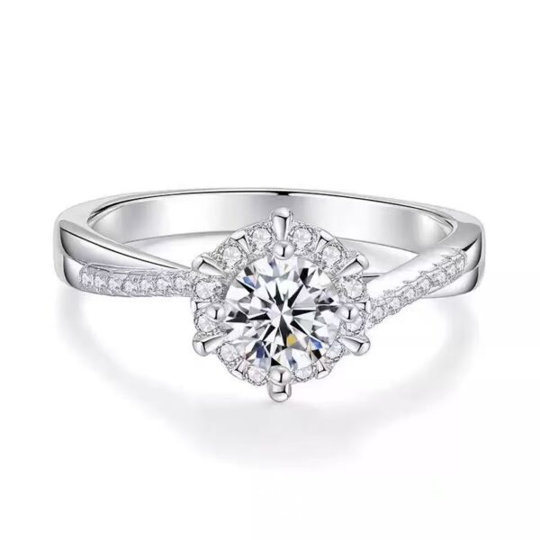 TENCARATS Moissanite Halo Ring – 925 Sterling Silver, Brilliant Cut, Dazzling Pavé Band Engagement Jewelry
