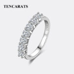 TENCARATS Moissanite Ring in 925 Sterling Silver – Elegant Seven-Stone Design