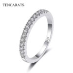 TENCARATS Moissanite Eternity Band – 925 Sterling Silver Pavé Ring, Minimalist Wedding or Stackable Jewelry