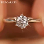 TENCARATS 925 Silver Moissanite Ring – Brilliant Cut Solitaire, Timeless Engagement Jewelry for Women