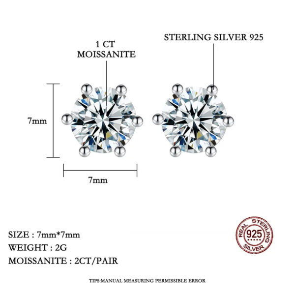TENCARATS Moissanite Stud Earrings in 925 Sterling Silver – Classic Round Cut, Brilliant Sparkle for Daily Wear