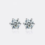 TENCARATS Moissanite Stud Earrings in 925 Sterling Silver – Classic Round Cut, Brilliant Sparkle for Daily Wear