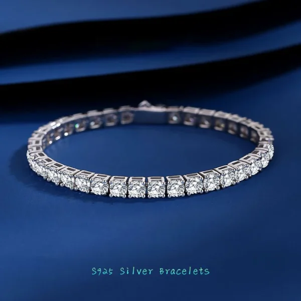 Lab-Created Diamond Alternative | 3mm 4mm 5mm Moissanite Tennis Bracelet