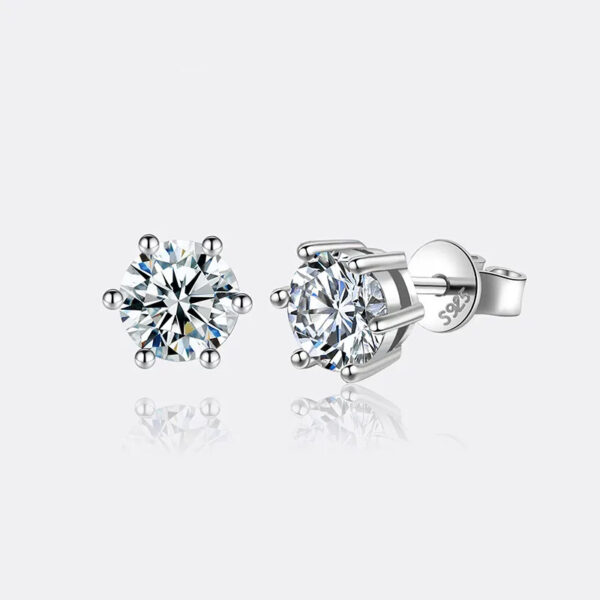 TENCARATS Moissanite Stud Earrings in 925 Sterling Silver – Classic Round Cut, Brilliant Sparkle for Daily Wear
