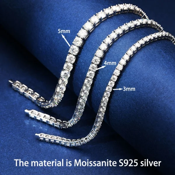Lab-Created Diamond Alternative | 3mm 4mm 5mm Moissanite Tennis Bracelet