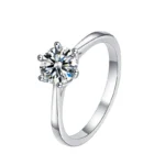 TENCARATS 925 Silver Moissanite Ring – Brilliant Cut Solitaire, Timeless Engagement Jewelry for Women