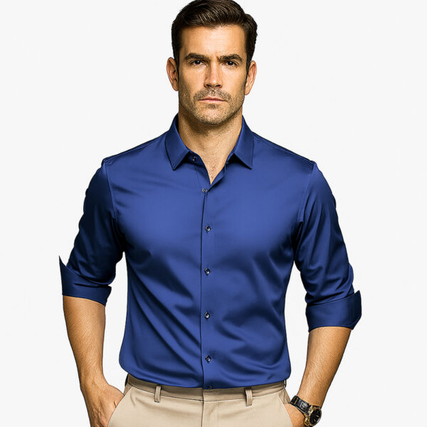 Classic Men's Long Sleeve Shirt Slim Fit Casual Business