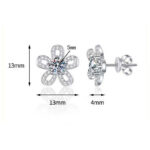 Elegant Moissanite Flower Stud Earrings – Sparkling Sterling Silver Jewelry