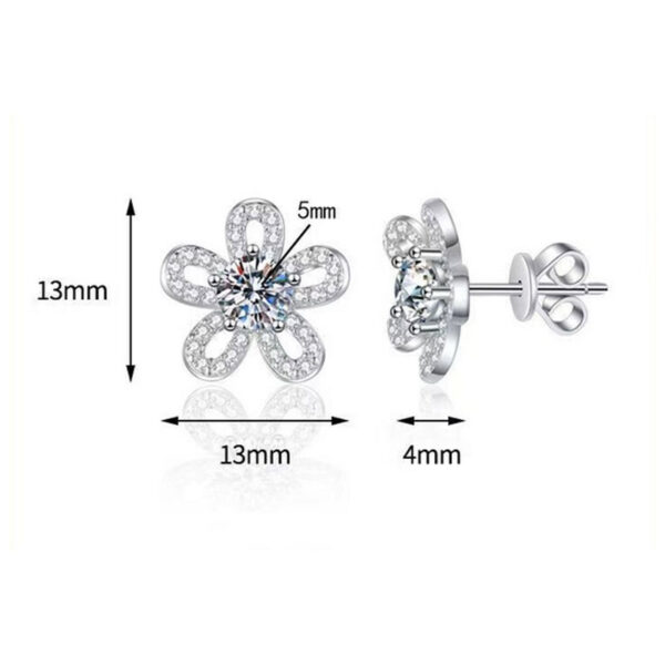 Elegant Moissanite Flower Stud Earrings – Sparkling Sterling Silver Jewelry
