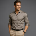 Classic Men's Long Sleeve Shirt Slim Fit Casual Business