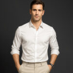 Classic Men's Long Sleeve Shirt Slim Fit Casual Business