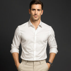 Classic Men's Long Sleeve Shirt Slim Fit Casual Business