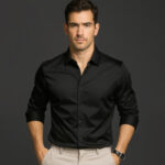 Classic Men's Long Sleeve Shirt Slim Fit Casual Business