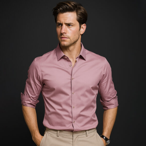 Classic Men's Long Sleeve Shirt Slim Fit Casual Business