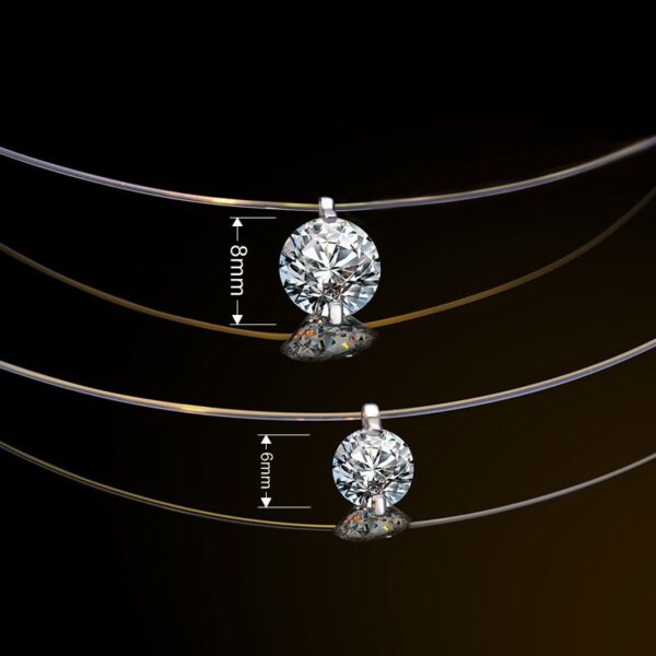 Moissanite Pendant Necklace on Invisible Fishing Line – Dainty Floating Jewelry