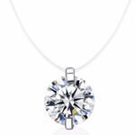 Moissanite Pendant Necklace on Invisible Fishing Line – Dainty Floating Jewelry