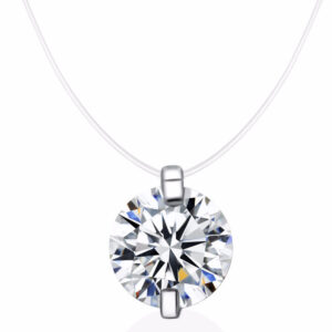 Moissanite Pendant Necklace on Invisible Fishing Line – Dainty Floating Jewelry