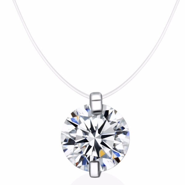 Moissanite Pendant Necklace on Invisible Fishing Line – Dainty Floating Jewelry