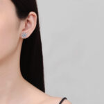Elegant Moissanite Flower Stud Earrings – Sparkling Sterling Silver Jewelry
