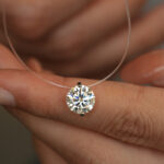 Moissanite Pendant Necklace on Invisible Fishing Line – Dainty Floating Jewelry