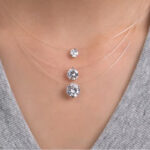 Moissanite Pendant Necklace on Invisible Fishing Line – Dainty Floating Jewelry