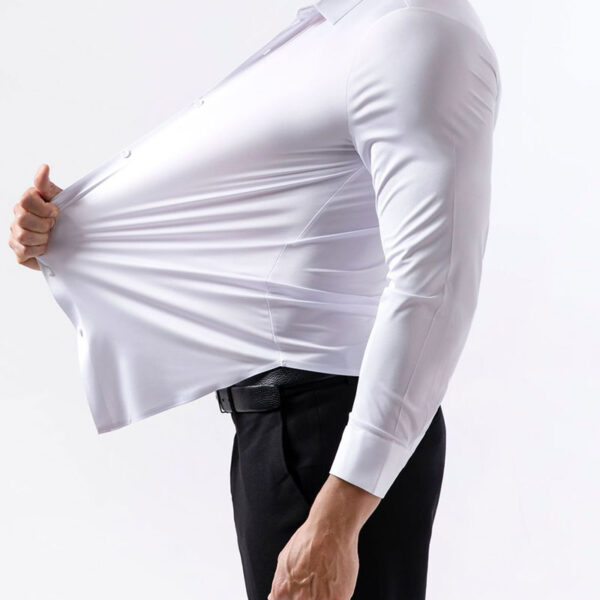 Chemise Homme Extensible – Manches Longues, Coupe Slim, Muscle Fit, Anti-Froissage, Boutonnée