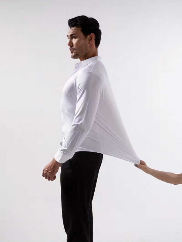 Chemise Homme Extensible – Manches Longues, Coupe Slim, Muscle Fit, Anti-Froissage, Boutonnée