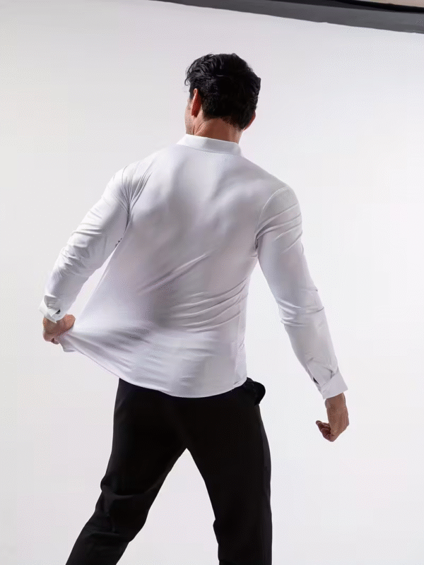 Chemise Homme Extensible – Manches Longues, Coupe Slim, Muscle Fit, Anti-Froissage, Boutonnée