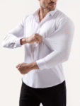 Chemise Homme Extensible – Manches Longues, Coupe Slim, Muscle Fit, Anti-Froissage, Boutonnée